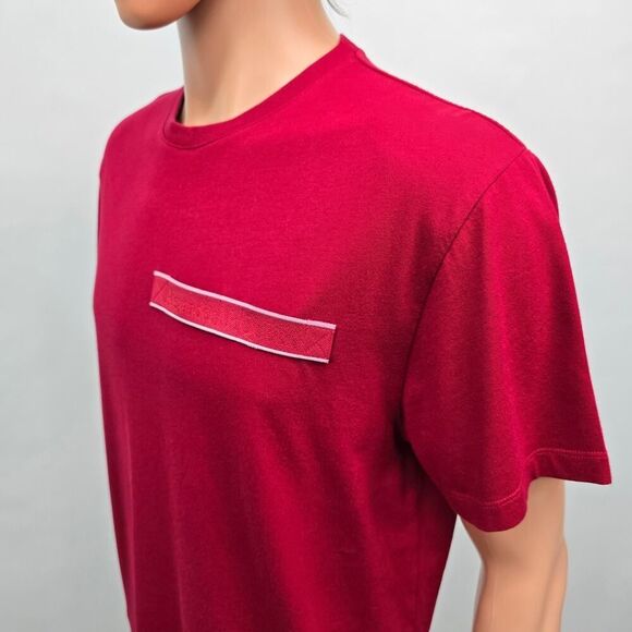 ALEXANDER MCQUEEN Logo Tape T-Shirt Tee Size L Red Crewneck Cotton Short Sleeve - Picture 9 of 12